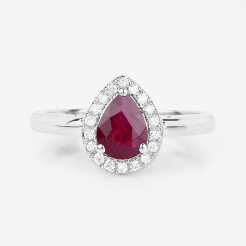 1.02 Carat Genuine Ruby and White Diamond 14K White Gold Ring Bids.com