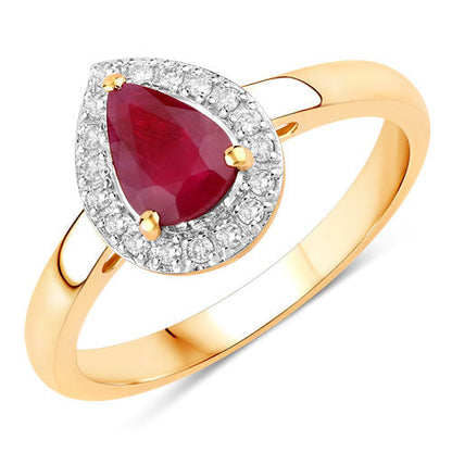 1.02 Carat Genuine Ruby and White Diamond 14K Yellow Gold Ring Bids.com