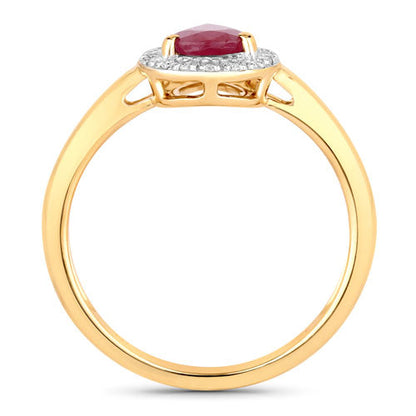 1.02 Carat Genuine Ruby and White Diamond 14K Yellow Gold Ring Bids.com