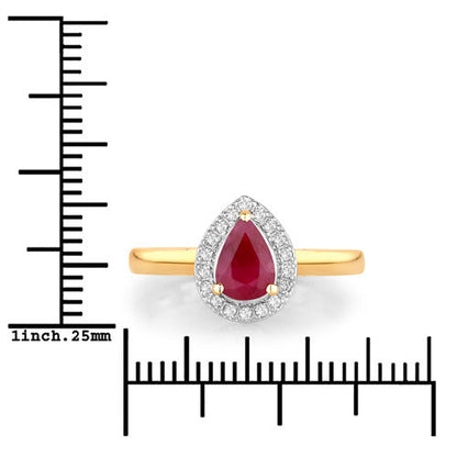 1.02 Carat Genuine Ruby and White Diamond 14K Yellow Gold Ring Bids.com