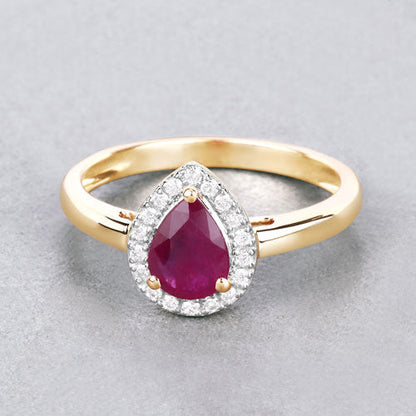 1.02 Carat Genuine Ruby and White Diamond 14K Yellow Gold Ring Bids.com