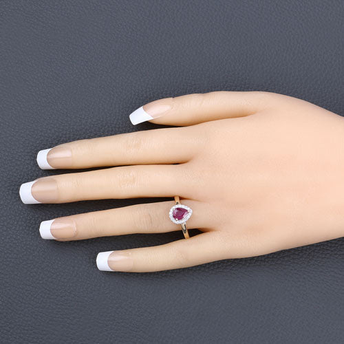 1.02 Carat Genuine Ruby and White Diamond 14K Yellow Gold Ring Bids.com