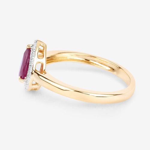1.02 Carat Genuine Ruby and White Diamond 14K Yellow Gold Ring Bids.com