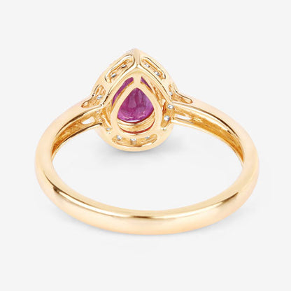 1.02 Carat Genuine Ruby and White Diamond 14K Yellow Gold Ring Bids.com