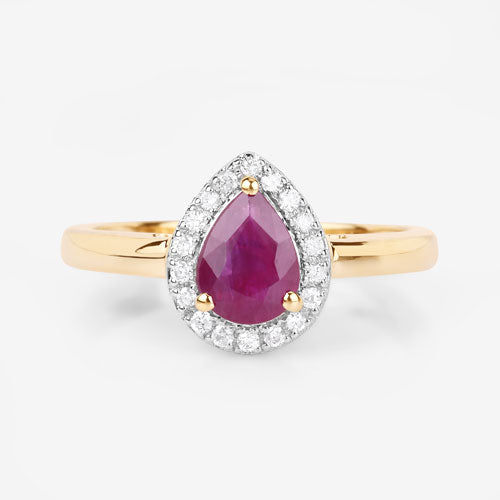 1.02 Carat Genuine Ruby and White Diamond 14K Yellow Gold Ring Bids.com