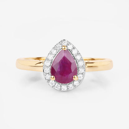 1.02 Carat Genuine Ruby and White Diamond 14K Yellow Gold Ring Bids.com
