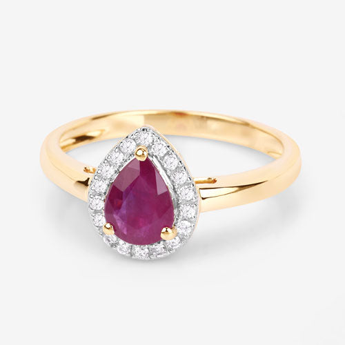1.02 Carat Genuine Ruby and White Diamond 14K Yellow Gold Ring Bids.com