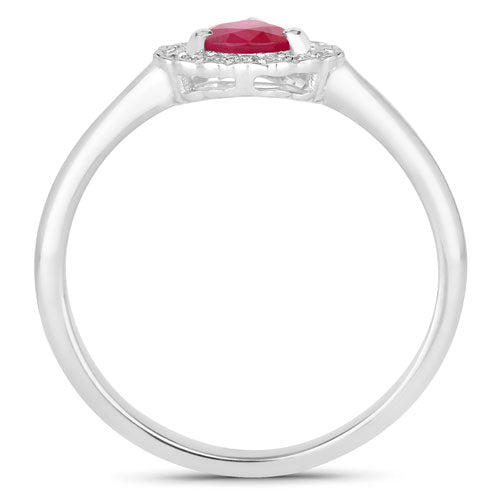 0.94 Carat Genuine Ruby and White Diamond 14K White Gold Ring Bids.com