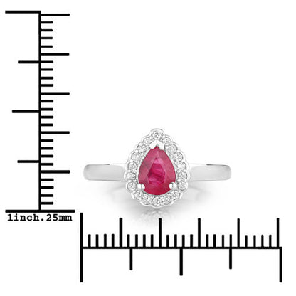 0.94 Carat Genuine Ruby and White Diamond 14K White Gold Ring Bids.com