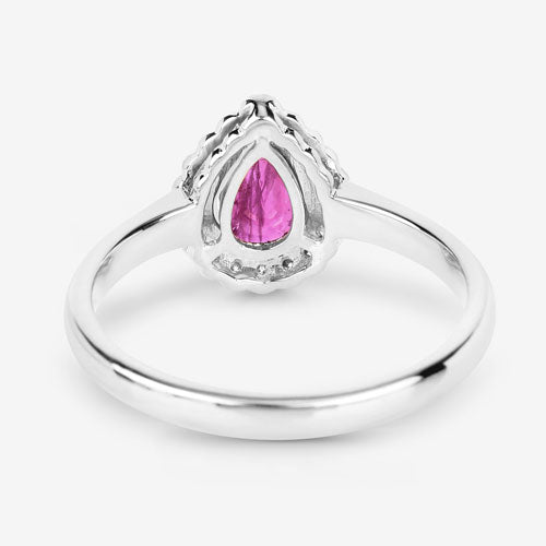 0.94 Carat Genuine Ruby and White Diamond 14K White Gold Ring Bids.com