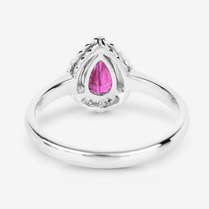 0.94 Carat Genuine Ruby and White Diamond 14K White Gold Ring Bids.com