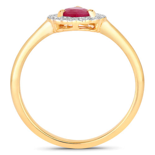 0.94 Carat Genuine Ruby and White Diamond 14K Yellow Gold Ring Bids.com