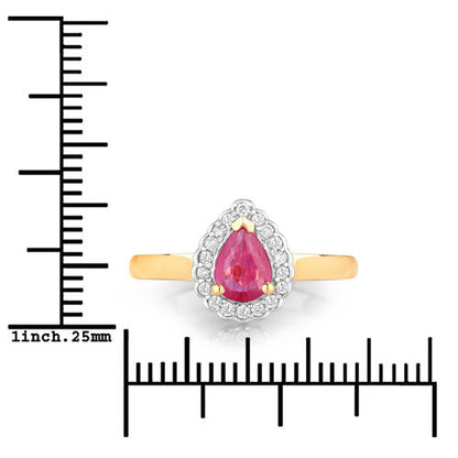 0.94 Carat Genuine Ruby and White Diamond 14K Yellow Gold Ring Bids.com