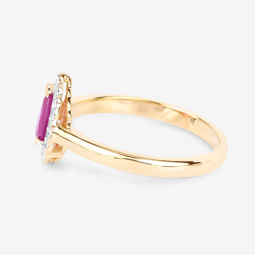 0.94 Carat Genuine Ruby and White Diamond 14K Yellow Gold Ring Bids.com