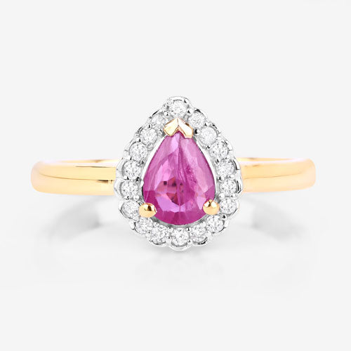 0.94 Carat Genuine Ruby and White Diamond 14K Yellow Gold Ring Bids.com