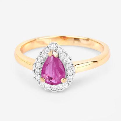0.94 Carat Genuine Ruby and White Diamond 14K Yellow Gold Ring Bids.com