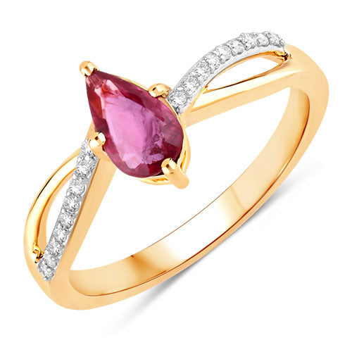 0.52 Carat Genuine Ruby and White Diamond 14K Yellow Gold Ring Bids.com