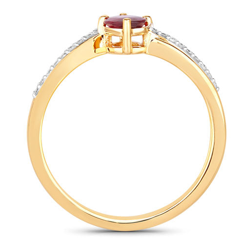 0.52 Carat Genuine Ruby and White Diamond 14K Yellow Gold Ring Bids.com