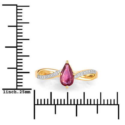 0.52 Carat Genuine Ruby and White Diamond 14K Yellow Gold Ring Bids.com