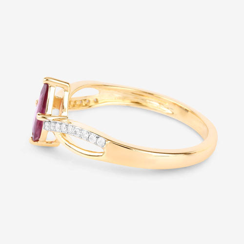 0.52 Carat Genuine Ruby and White Diamond 14K Yellow Gold Ring Bids.com