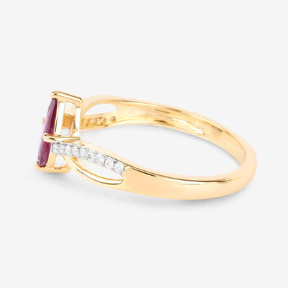 0.52 Carat Genuine Ruby and White Diamond 14K Yellow Gold Ring Bids.com