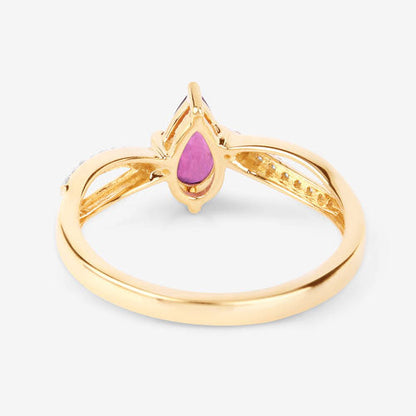 0.52 Carat Genuine Ruby and White Diamond 14K Yellow Gold Ring Bids.com