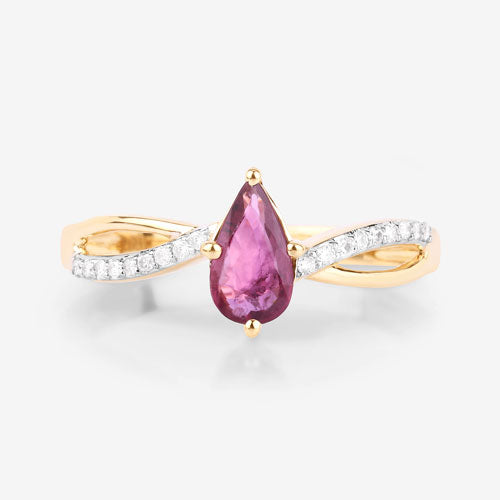 0.52 Carat Genuine Ruby and White Diamond 14K Yellow Gold Ring Bids.com