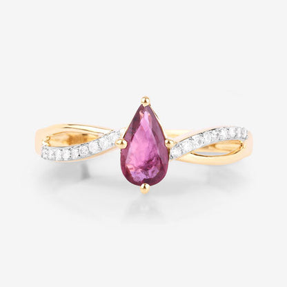 0.52 Carat Genuine Ruby and White Diamond 14K Yellow Gold Ring Bids.com