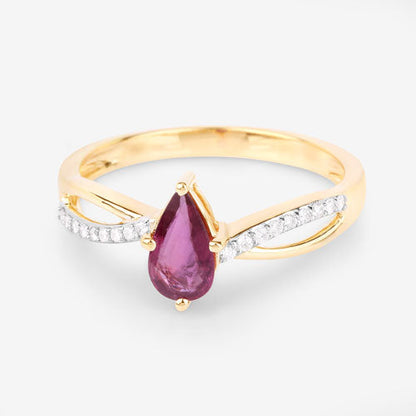 0.52 Carat Genuine Ruby and White Diamond 14K Yellow Gold Ring Bids.com