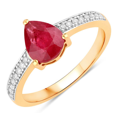 1.56 Carat Genuine Ruby and White Diamond 14K Yellow Gold Ring Bids.com