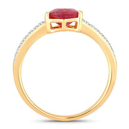 1.56 Carat Genuine Ruby and White Diamond 14K Yellow Gold Ring Bids.com