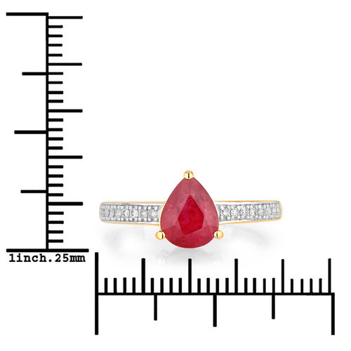 1.56 Carat Genuine Ruby and White Diamond 14K Yellow Gold Ring Bids.com