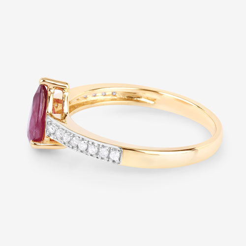 1.56 Carat Genuine Ruby and White Diamond 14K Yellow Gold Ring Bids.com