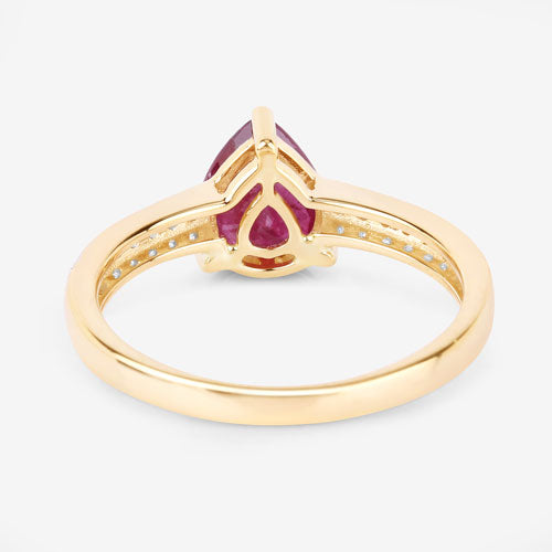 1.56 Carat Genuine Ruby and White Diamond 14K Yellow Gold Ring Bids.com
