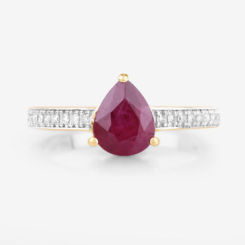 1.56 Carat Genuine Ruby and White Diamond 14K Yellow Gold Ring Bids.com