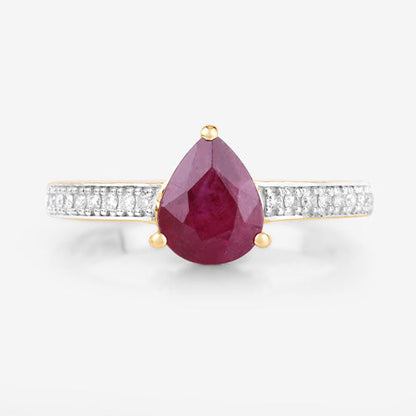 1.56 Carat Genuine Ruby and White Diamond 14K Yellow Gold Ring Bids.com