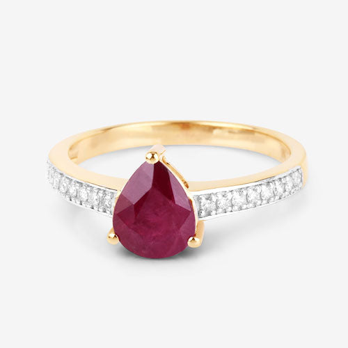 1.56 Carat Genuine Ruby and White Diamond 14K Yellow Gold Ring Bids.com