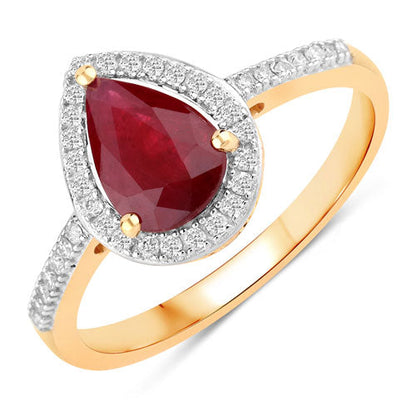 1.25 Carat Genuine Ruby and White Diamond 14K Yellow Gold Ring Bids.com
