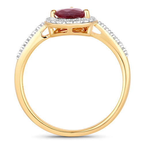 1.25 Carat Genuine Ruby and White Diamond 14K Yellow Gold Ring Bids.com