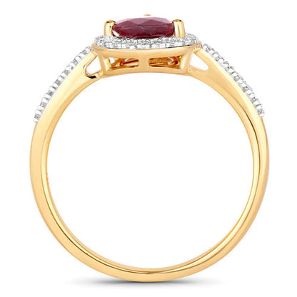 1.25 Carat Genuine Ruby and White Diamond 14K Yellow Gold Ring Bids.com