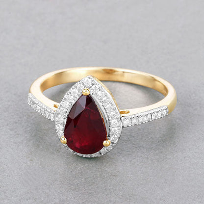 1.25 Carat Genuine Ruby and White Diamond 14K Yellow Gold Ring Bids.com