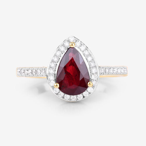 1.25 Carat Genuine Ruby and White Diamond 14K Yellow Gold Ring Bids.com