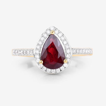 1.25 Carat Genuine Ruby and White Diamond 14K Yellow Gold Ring Bids.com