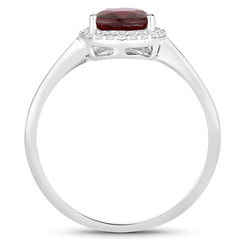 1.30 Carat Genuine Ruby and White Diamond 14K White Gold Ring Bids.com