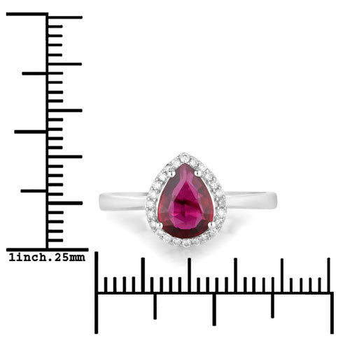 1.30 Carat Genuine Ruby and White Diamond 14K White Gold Ring Bids.com
