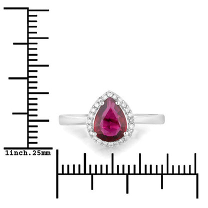 1.30 Carat Genuine Ruby and White Diamond 14K White Gold Ring Bids.com