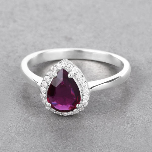 1.30 Carat Genuine Ruby and White Diamond 14K White Gold Ring Bids.com