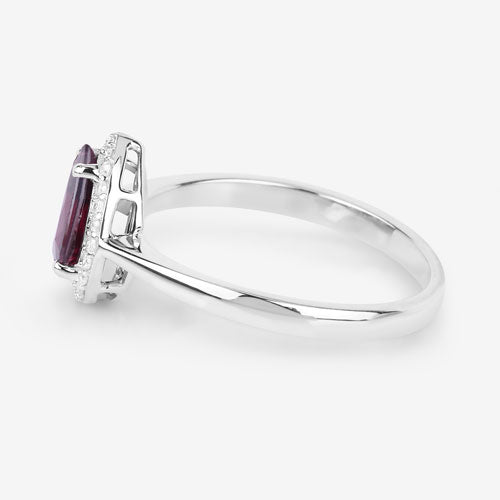 1.30 Carat Genuine Ruby and White Diamond 14K White Gold Ring Bids.com