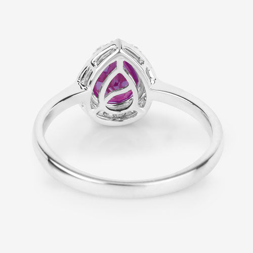 1.30 Carat Genuine Ruby and White Diamond 14K White Gold Ring Bids.com