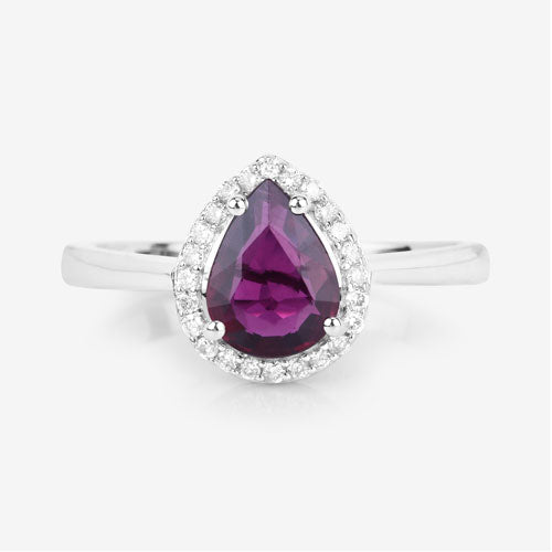 1.30 Carat Genuine Ruby and White Diamond 14K White Gold Ring Bids.com
